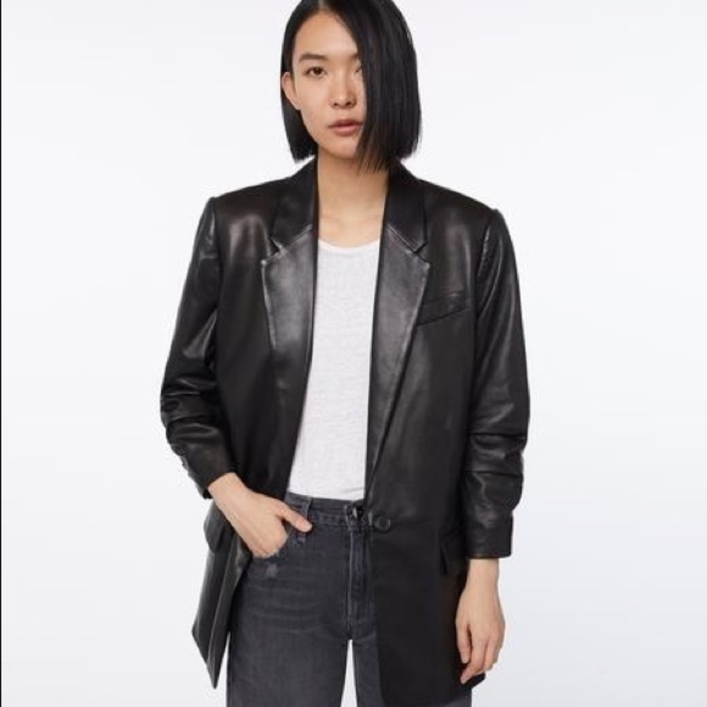 LEATHER Blazer, size 6 - Black m, OPART